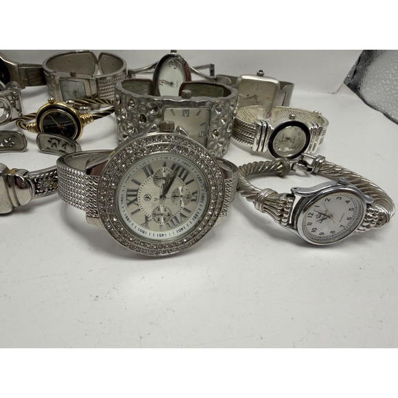 Cuff Bangle Bracelet Mostly Silver & Gold Tone Ladies Watches ALL METAL Lot 20 main image 5